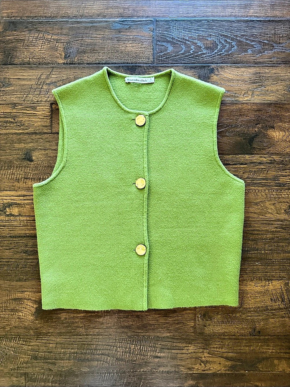 Abercrombie & Fitch Green Button-Front Sweater Vest Size Small Like New